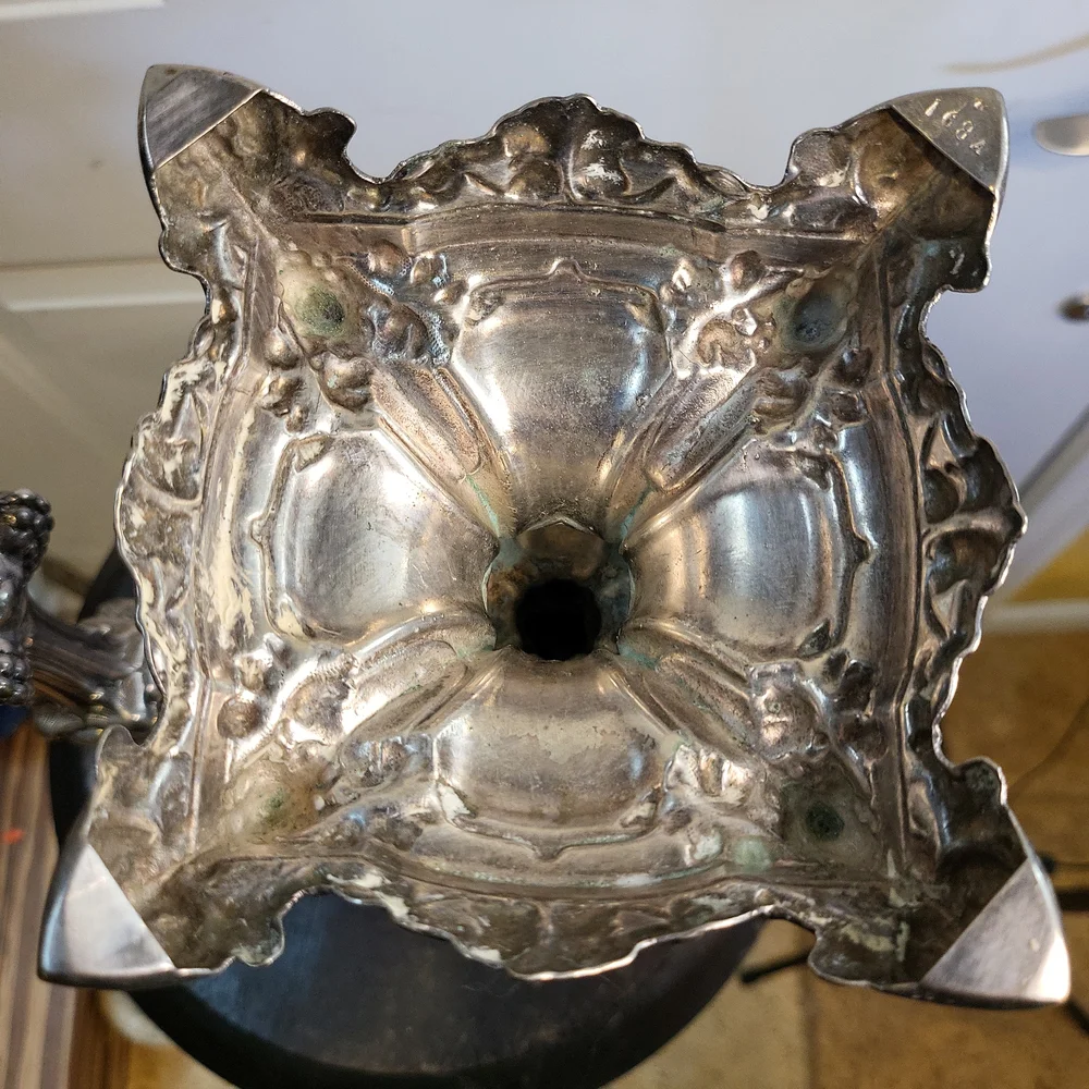 Pair of Russian Repousse Silver Plate Candlesticks by Warszawa Norblin 19th Cent - Picture 7 of 11